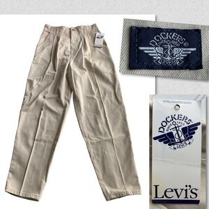 Levis Dockers Vintage Twill Classics Trouser Pant Khaki Tan Size 12 Dead stock